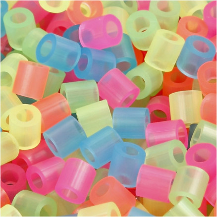 Bügelperlen, Größe 5x5 mm, Lochgröße 2,5 mm, medium, Neonfarben, 30000 sort./ 1 Pck Bügelperlen, Größe 5x5 mm, Lochgröße 2,5 mm, medium, Neonfarben, 30000 sort./ 1 Pck von Nabbi