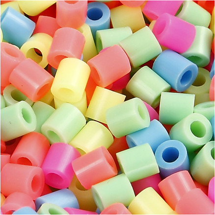 Bügelperlen, Größe 5x5 mm, Lochgröße 2,5 mm, medium, Pastellfarben, 30000 sort./ 1 Pck von Nabbi