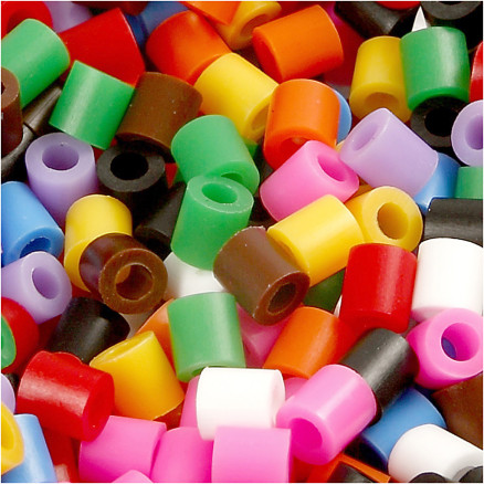 Bügelperlen, Größe 5x5 mm, Lochgröße 2,5 mm, medium, Standard-Farben, 20000 sort./ 1 Eimer von Nabbi