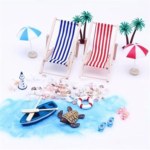 Strand-Mikrolandschaft, Mini-Stranddekorationen, Miniatur-Dekorationen, Strandzubehör, Sommer-Strandspielzeug zum Selbermachen, Garten, Puppenhaus-Dekoration (15 p) von Nabeta Deco