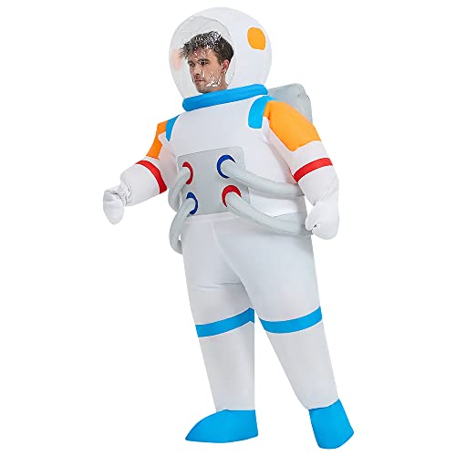 FXICH Aufblasbares Astronauten-Kostüm, aufblasbares Astronauten-Kostüm, lustiges Halloween-Kostüm, Anzug (Whtie), Kosmonauten-Kostüm für Erwachsene: 150–190 cm von FXICH