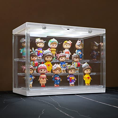 Naconmlet Acryl vitrine schaukasten mit led,transparente Actionfiguren Vitrine,Clear Display case Box für die Präsentation von Miniaturmodellen, Sammlerstücke(Weiß,3Tier-30x17x23cm) von Naconmlet