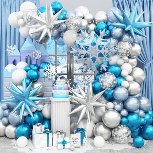 Frozen Geburtstagsdeko Luftballon Girlande, Silber Weiß Ballons Folienballons Schneeflocken Star Mylar Metallic Ballon Silber Blau, Weiß Blaue Ballons für Winter Wonderland Mädchen Geburtstags Deko Frozen Geburtstagsdeko Luftballon Girlande, Silber Weiß Ballons Folienballons Schneeflocken Star Mylar Metallic Ballon Silber Blau, Weiß Blaue Ballons für Winter Wonderland Mädchen Geburtstags Deko von Nacori