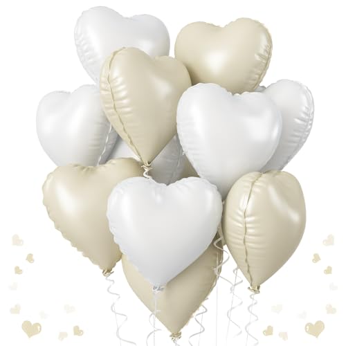 Herz Folienballon Creme und Weiß, 10 Stück 18 Zoll Weiß Creme Herz Folien Luftballons Grau Cremefarbene Valentinstag Partydekoration Luftballons für Geburtstag Hochzeit Verlobung Valentinstag Herz Folienballon Creme und Weiß, 10 Stück 18 Zoll Weiß Creme Herz Folien Luftballons Grau Cremefarbene Valentinstag Partydekoration Luftballons für Geburtstag Hochzeit Verlobung Valentinstag von Nacori