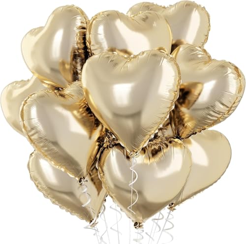 Herz Folienballon Gold, 18 Zoll 10 Stück Hell Gold Herz Helium Luftballons Pastell Gold Herzen Folien Ballons Party Dekoration für Geburtstag Hochzeit Baby Party Jubiläum Graduierung Herz Folienballon Gold, 18 Zoll 10 Stück Hell Gold Herz Helium Luftballons Pastell Gold Herzen Folien Ballons Party Dekoration für Geburtstag Hochzeit Baby Party Jubiläum Graduierung von Nacori