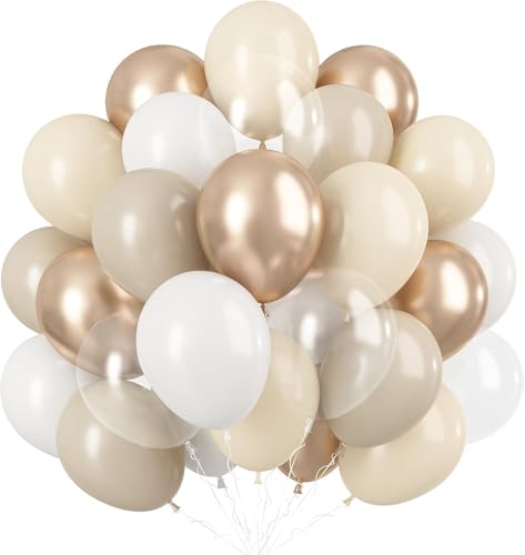 Luftballons Weiß Gold, 60 Stück Beige Gold Helium Latexballon mit Transparent Luftballons, 12 Zoll Sandweiß Creme und Metallic Gold Weiss Nude Partyballons für Boho Geburtstag Party Dekoration Luftballons Weiß Gold, 60 Stück Beige Gold Helium Latexballon mit Transparent Luftballons, 12 Zoll Sandweiß Creme und Metallic Gold Weiss Nude Partyballons für Boho Geburtstag Party Dekoration von Nacori