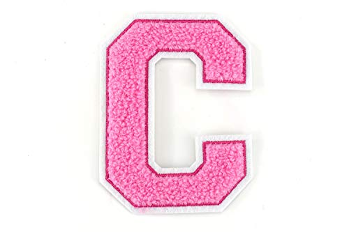 Frottee Buchstabe A-Z | Rosa, Pink, Weiß | 9,5 cm hoch | Varsity Letter C von Naehgedoens.de