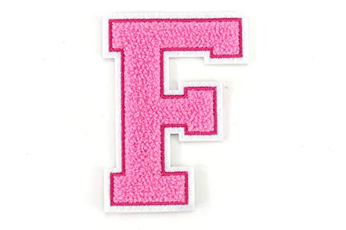 Frottee Buchstabe A-Z | Rosa, Pink, Weiß | 9,5 cm hoch | Varsity Letter F von Naehgedoens.de