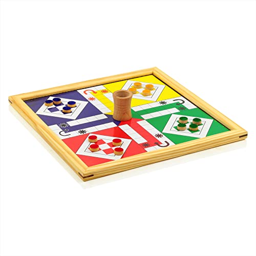 2-in-1 Ludo-Magnetschlangen und Leitern aus Kiefernholz, handgefertigt, für Reisen, Brettspiel für Erwachsene und Familie von Nagina International