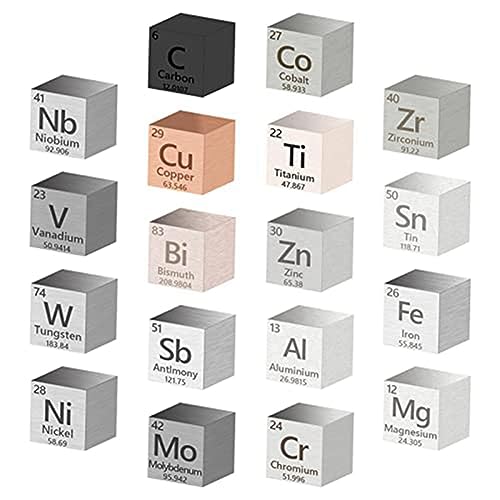 Nagoyuki 18 Stück Würfel Aus Metallelementen, 99,99% Hochrein, Sammlung des Periodensystems der Elemente (0,39/10 Mm) von Nagoyuki