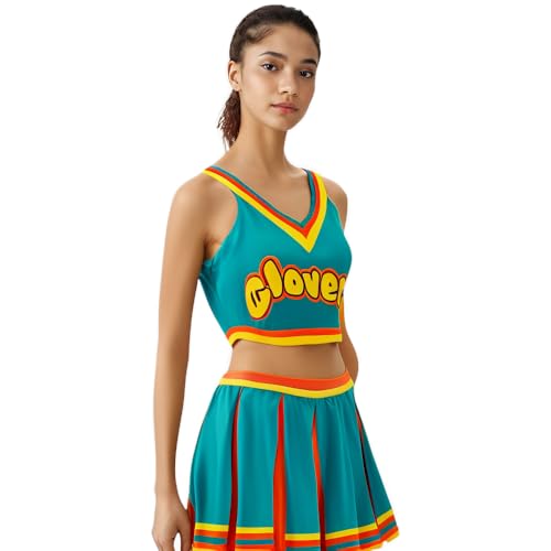 Nahzsai Cheerleader-Kostüm für Damen, 2-teilig, Cheerleading-Kostüm, bauchfreies Oberteil, Rock, Halloween, Cosplay, Uniform-Set, Größe M Nahzsai Cheerleader-Kostüm für Damen, 2-teilig, Cheerleading-Kostüm, bauchfreies Oberteil, Rock, Halloween, Cosplay, Uniform-Set, Größe M von Nahzsai