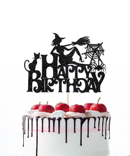 Naicaek Halloween Happy Birthday Cake Topper Glitter Witch Cake Pick for Halloween Themed Cake Decoration Birthday Party Supplies Naicaek Halloween Happy Birthday Cake Topper Glitter Witch Cake Pick for Halloween Themed Cake Decoration Birthday Party Supplies von Naicaek