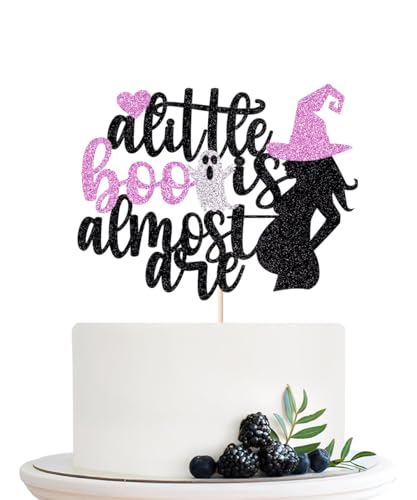 Naicaek Tortenaufsatz mit Glitzer, Aufschrift "A Little Boo is Almost Due ", Babyparty-Dekoration, Happy 1st Boo Day, Geisterparty, Dekoration für Jungen und Mädchen von Naicaek