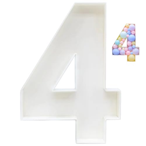 3 Fuß Festzelt-Zahlenballon-Mosaik Nummer 4 Geburtstagsparty-Dekorationsausschnitt Extra großer Zahlenständer aus Pappe Mosaik-Ballonrahmen für Jungen-Mädchen-Geburtstagsparty-Hintergrund von Naisicatar
