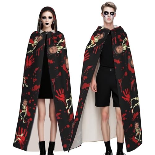 Naispanda Personalisiertes Halloween Kapuzenumhang Individueller Umhang mit Fotodruck für Cosplay Kostüm von Naispanda