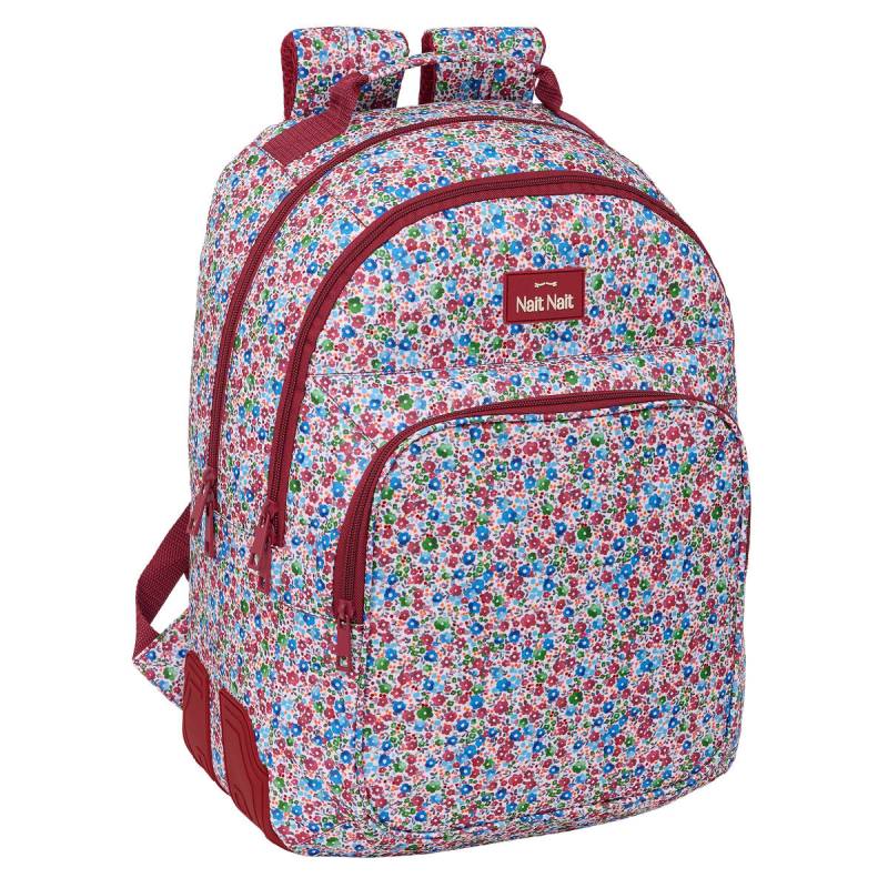 Schulrucksack Nait Nait Flowers Burgunderrot 32 x 42 x 15 cm von Nait Nait