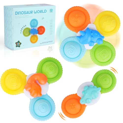 Saugnapf Spielzeug Baby, 3 Stück Fidget Spinner Toys, Sensorik Spielzeug für 1-jährige Geschenke, Baby Badewannenspielzeug Geburtstagsgeschenk für Kleinkinder, Jungen, Mädchen Saugnapf Spielzeug Baby, 3 Stück Fidget Spinner Toys, Sensorik Spielzeug für 1-jährige Geschenke, Baby Badewannenspielzeug Geburtstagsgeschenk für Kleinkinder, Jungen, Mädchen von Nalikosty