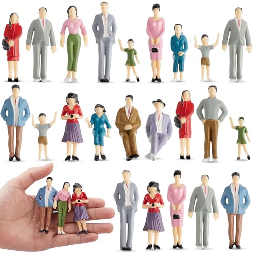 Namalu 14 Menschen Figuren im Maßstab 1:25 - Mini Modelleisenbahn, Architektur, Plastik Menschen, Winzige Puppenhaus - Bemalte Stehende und Sitzende Spielfiguren für Miniaturszenen von Namalu