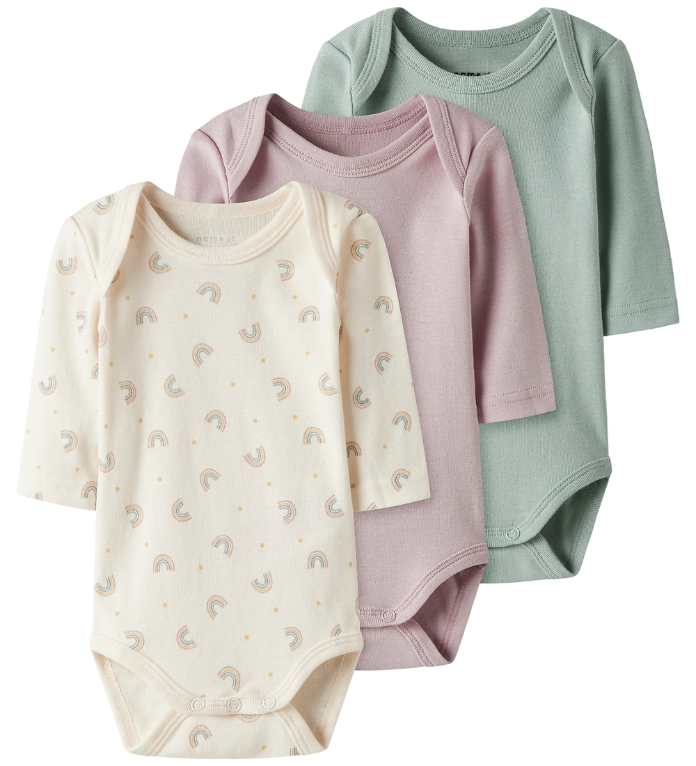 Name It Body - l/ä - 3er-Pack - Noos - NbfBody - Jet Stream/W/Bu - Name It - 1½ Jahre (86) - Body L/Ä von Name It