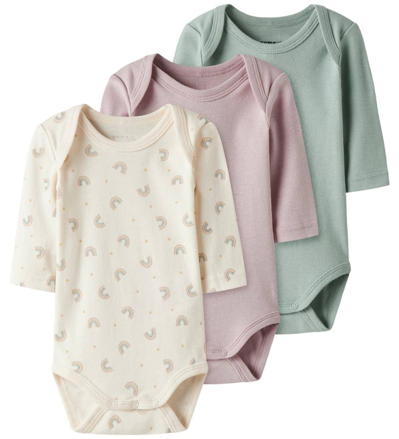 Name It Body - l/ä - 3er-Pack - Noos - NbfBody - Jet Stream/W/Bu - Name It - 1½ Jahre (86) - Body L/Ä von Name It