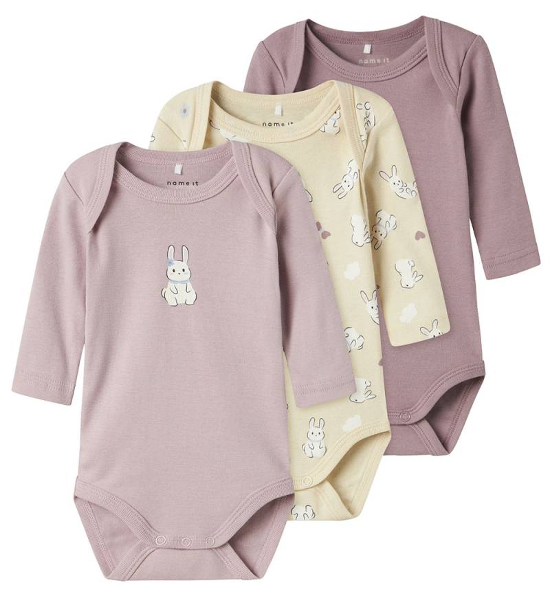 Name It Body l/ä - Noos - 3er-Pack - Summer Sand - Name It - 74 - Body L/Ä von Name It