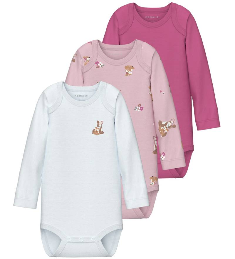 Name It Body l/ä - Noos - NbfBody - 3er-Pack - Ibis Rose - Name It - 1 Jahr (80) - Body L/Ä von Name It
