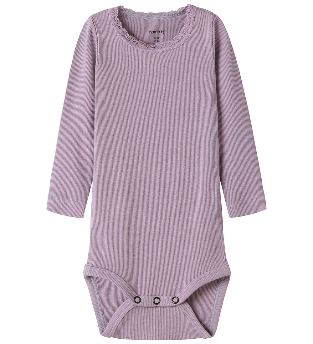 Name It Body l/ä - Noos - Rib - NbfKab - Lavender Grau - Name It - 1½ Jahre (86) - Body L/Ä von Name It