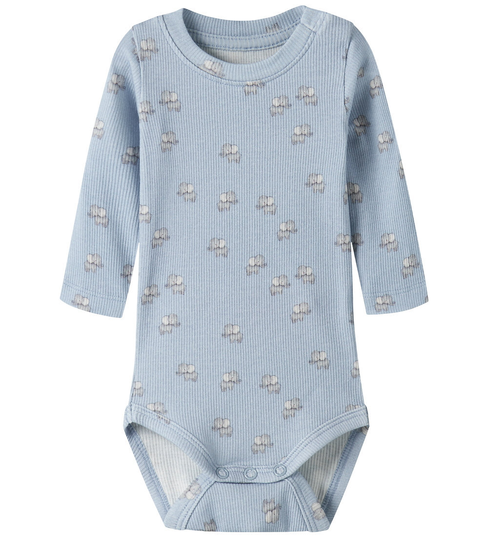 Name It Body l/ä - Rib - Baumwolle/Modal - NbmHobit - Blue Nebel - Name It - 74 - Body L/Ä von Name It
