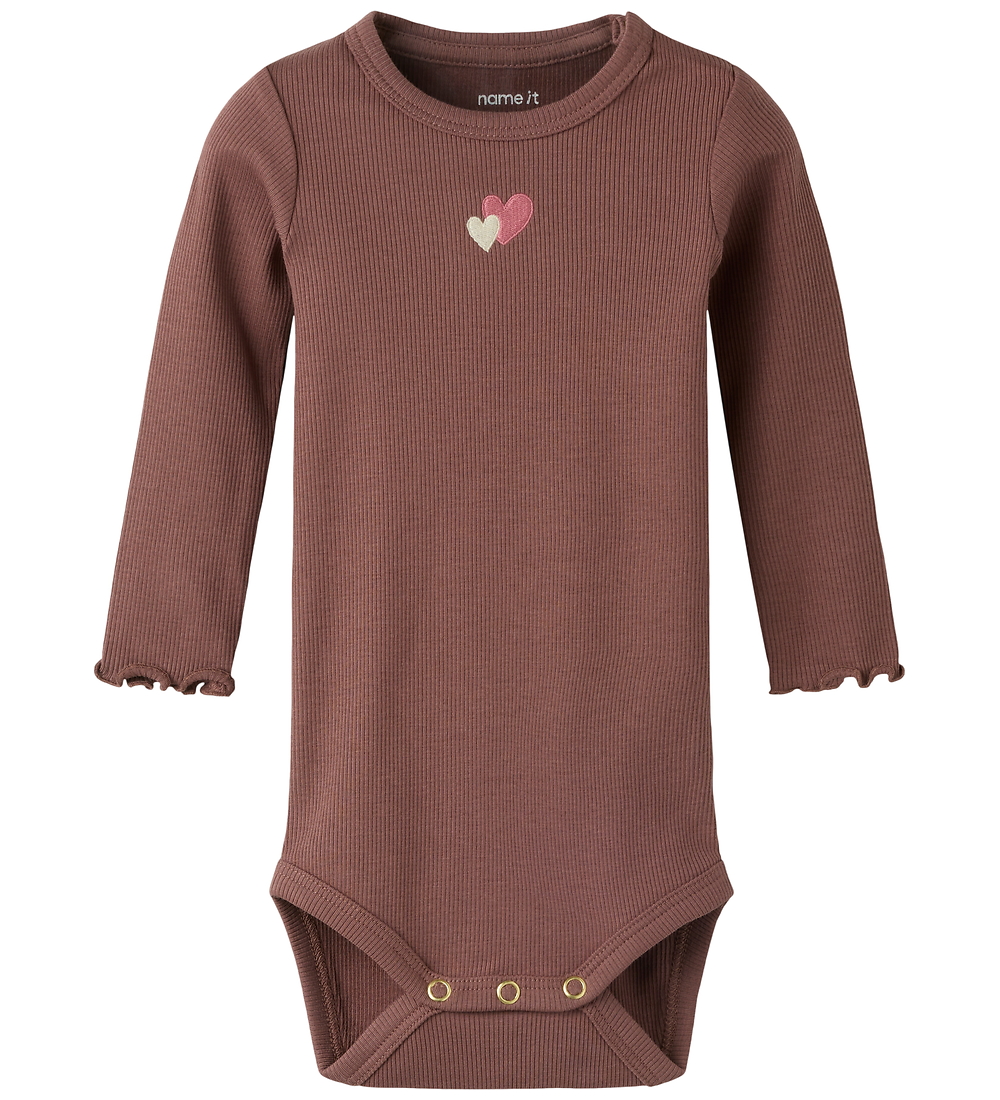 Name It Body l/ä - Rib - NbfHanilia - Kastanienbraun - Name It - 1½ Jahre (86) - Body L/Ä von Name It