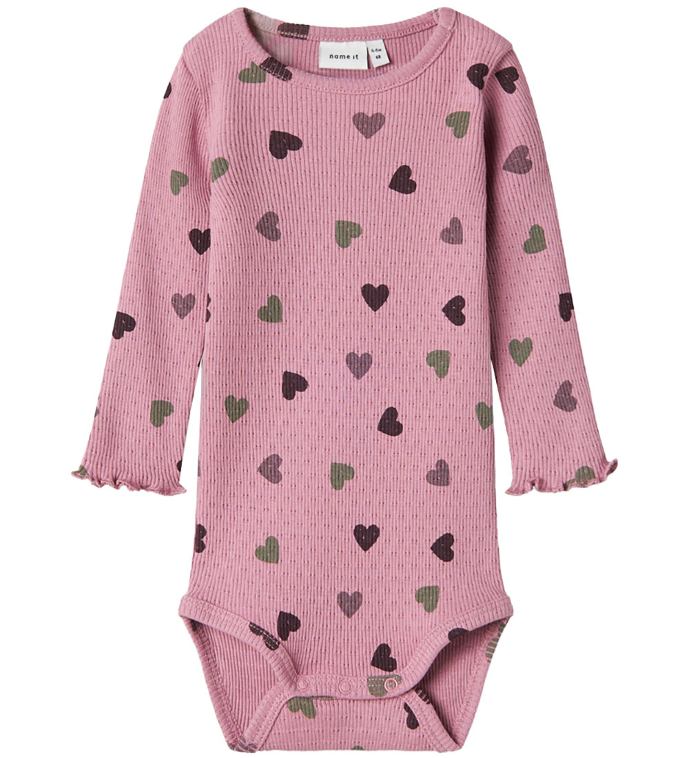 Name It Body l/ä - Rib - NbfNitte - Mauve Orchid m. Herzen - Name It - 50 - Body L/Ä Name It Body l/ä - Rib - NbfNitte - Mauve Orchid m. Herzen - Name It - 50 - Body L/Ä von Name It