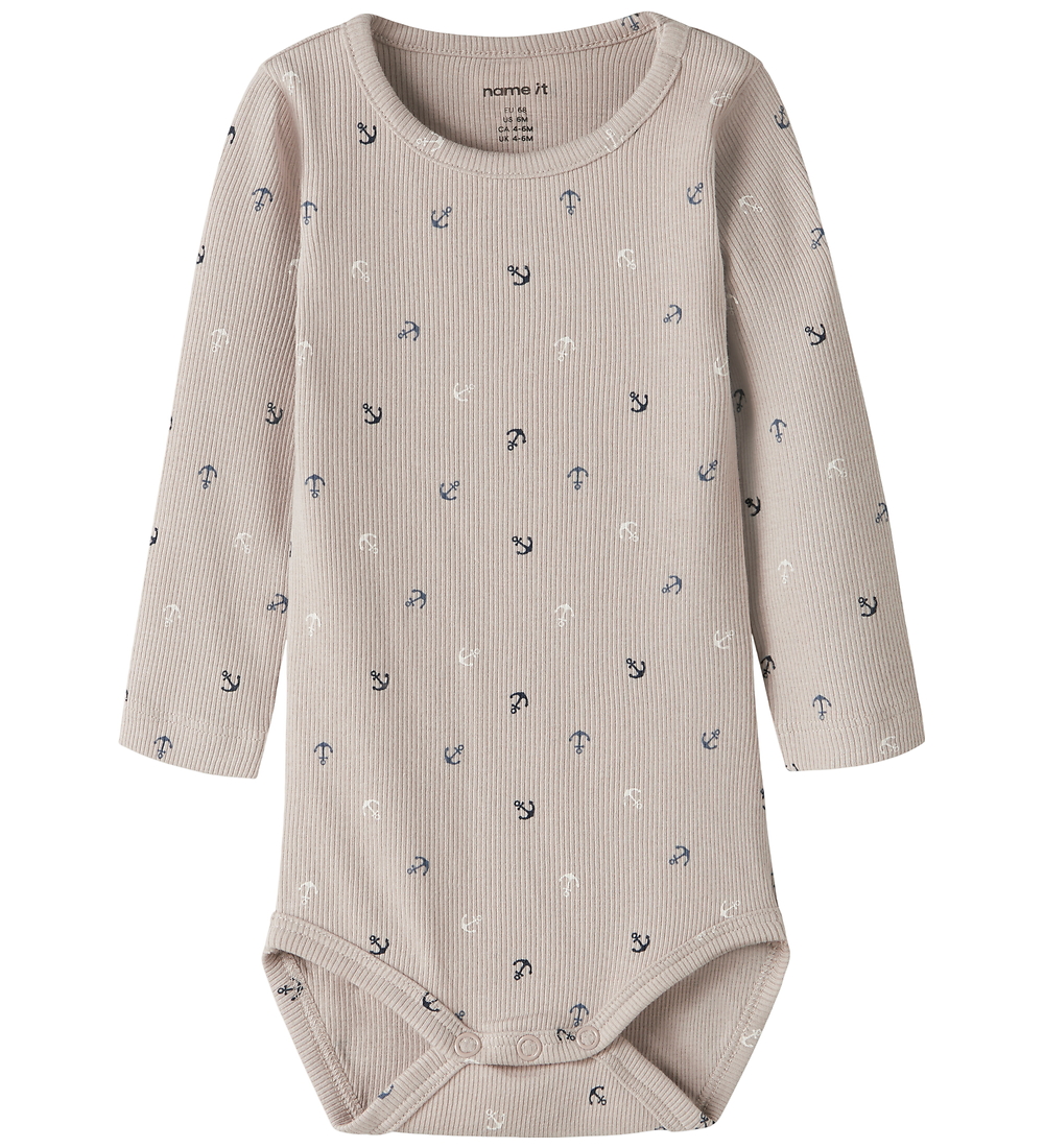 Name It Body l/ä - Rib - NbmfAnchor - Chateau Gray - Name It - 1 Jahr (80) - Body L/Ä von Name It