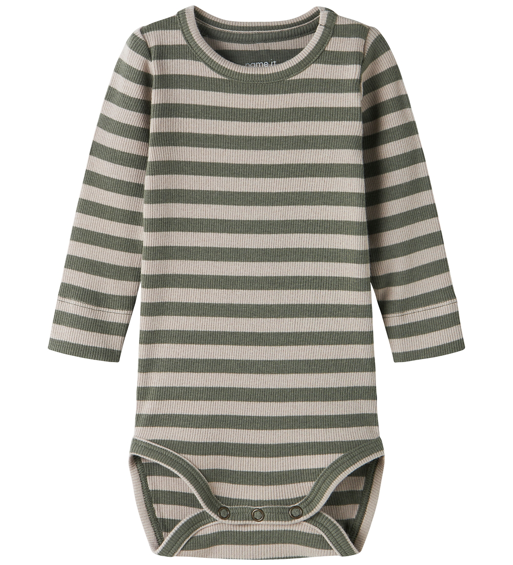 Name It Body l/ä - Rib - Noos - NbnBanio - Dusty Olive/Reines Ba - Name It - 1½ Jahre (86) - Body L/Ä von Name It