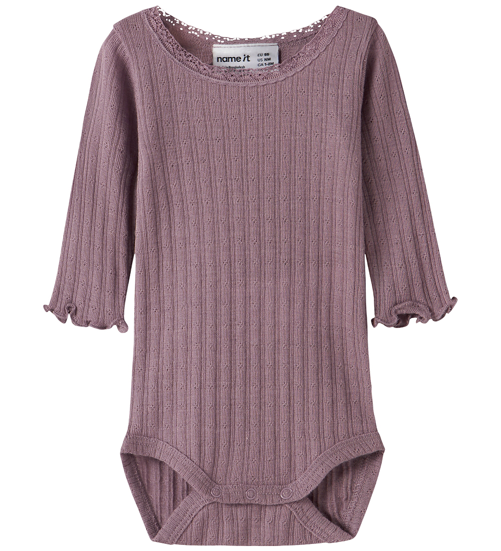 Name It Body l/ä - Wolle/Seide - Rib - NbfWossa - Fliegenpilz - Name It - 1 Jahr (80) - Body L/Ä von Name It
