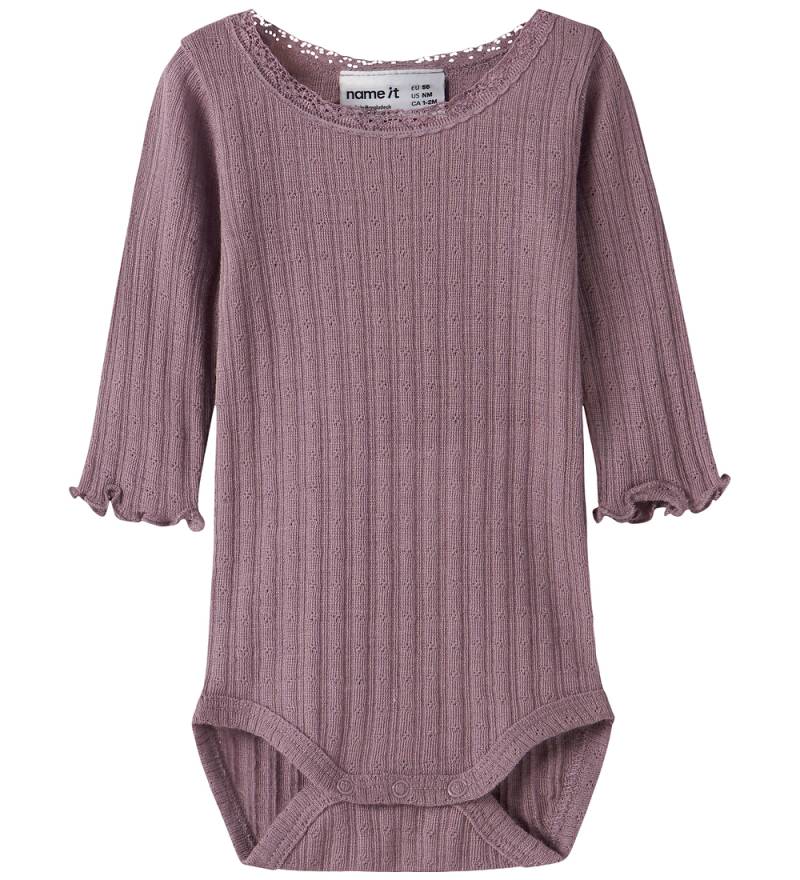 Name It Body l/ä - Wolle/Seide - Rib - NbfWossa - Fliegenpilz - Name It - 1 Jahr (80) - Body L/Ä von Name It