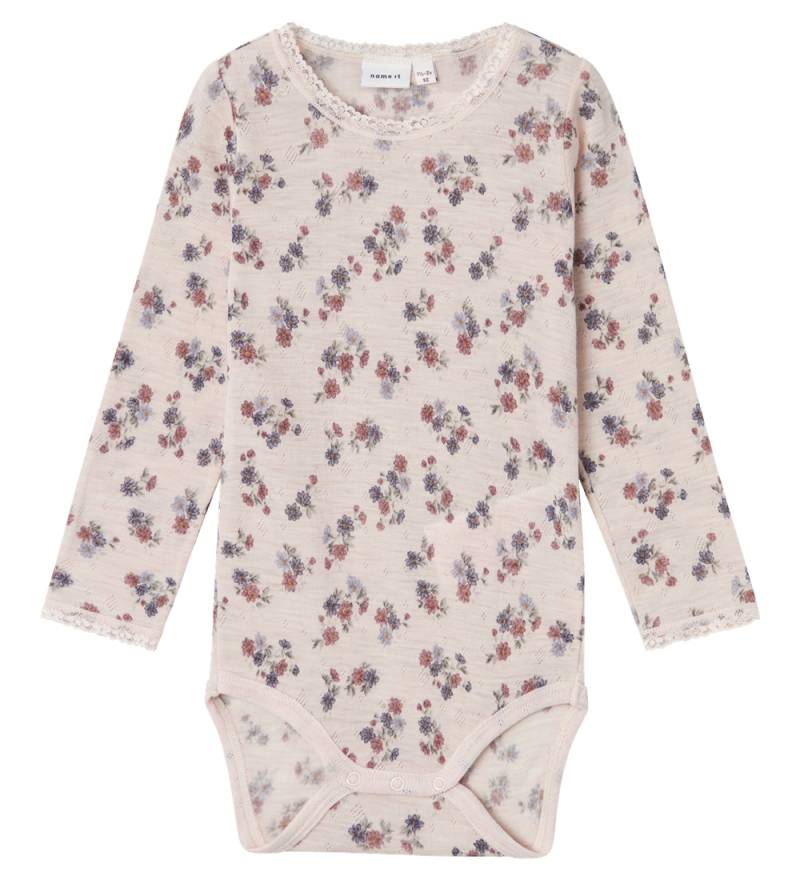 Name It Body l/ä - Wolle - Noos - NmfWang - Lilac Ash m. Lochmus - Name It - 2 Jahre (92) - Body L/Ä von Name It