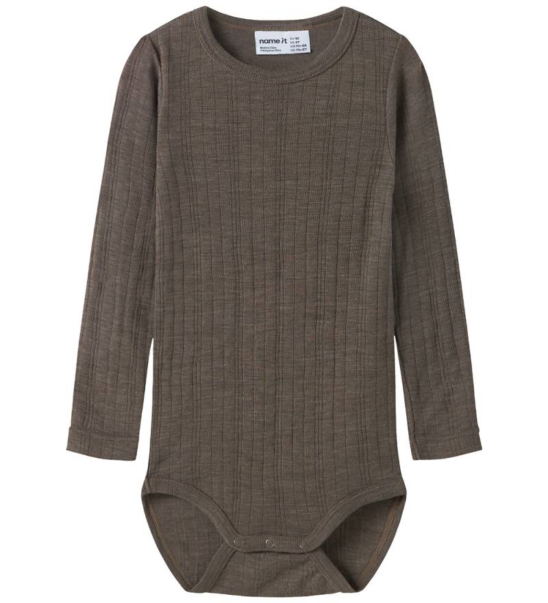 Name It Body l/ä - Wolle - Rib - NmmWang - Morchel - Name It - 2 Jahre (92) - Body L/Ä von Name It