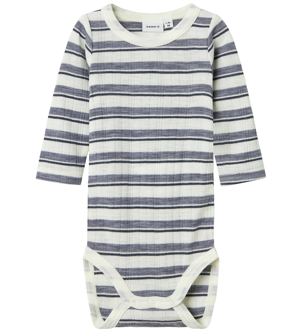 Name It Body l/ä - Wolle - Rib - Noos - NbmWang - Folkstone Grau - Name It - 62 - Body L/Ä von Name It