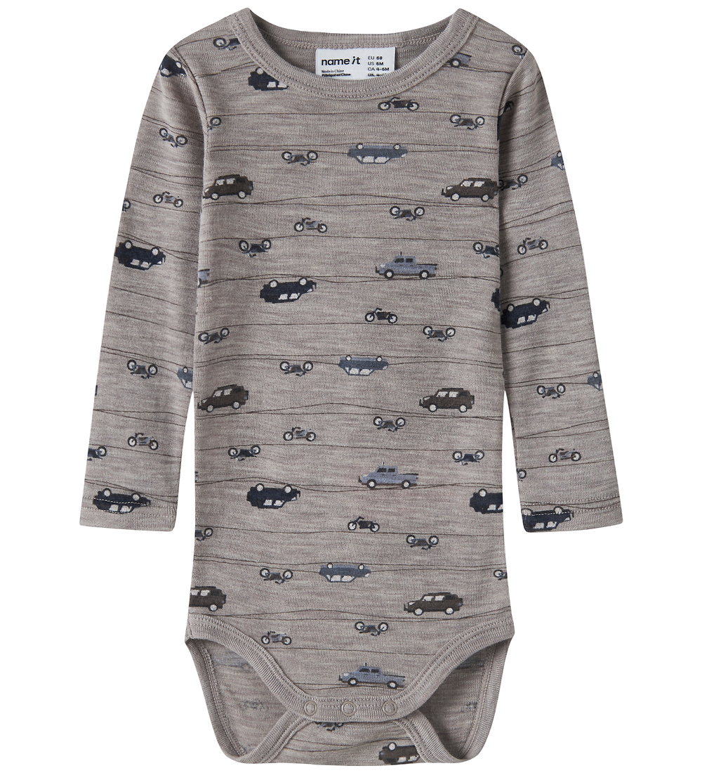 Name It Body l/ä - Wool - Noos - Rib - NbmWang - AOP - Satellite - Name It - 1 Jahr (80) - Body L/Ä von Name It