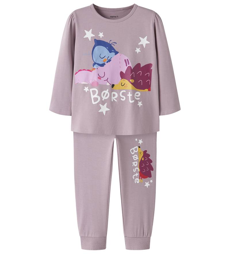 Name It Schlafanzug - 2-teilig - Pinsel - NmfAba - Mauve Schatte - Name It - 4 Jahre (104) - Schlafanzug 2-teilig von Name It