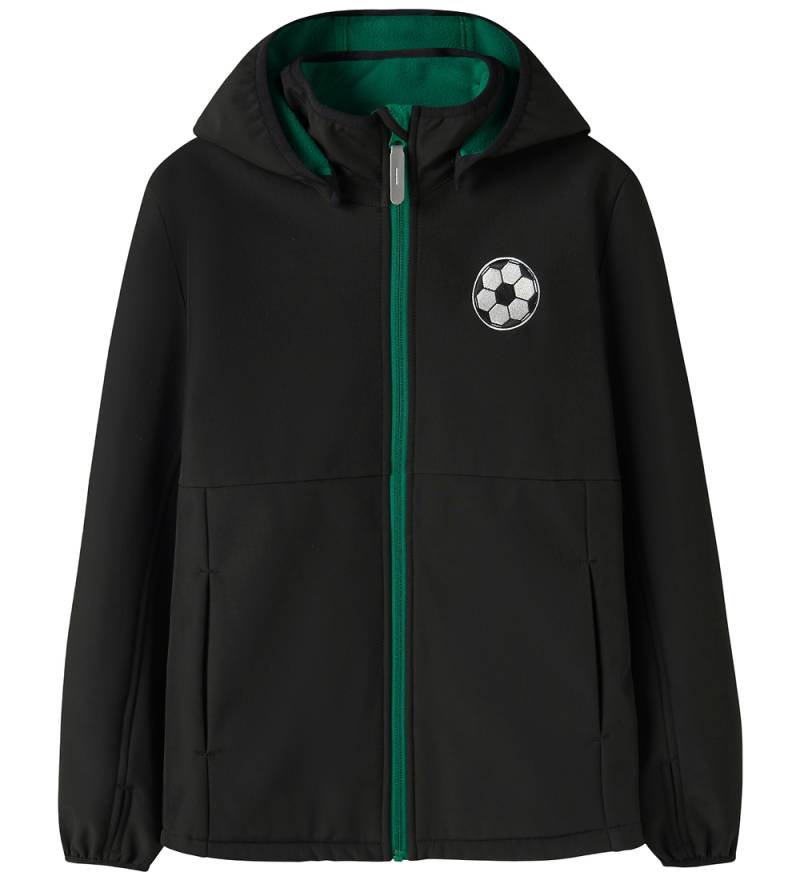 Name It Softshelljacke m. Fleece - NkmMalta - Schwarz m. Fußball - Name It - 6 Jahre (116) - Softshell von Name It
