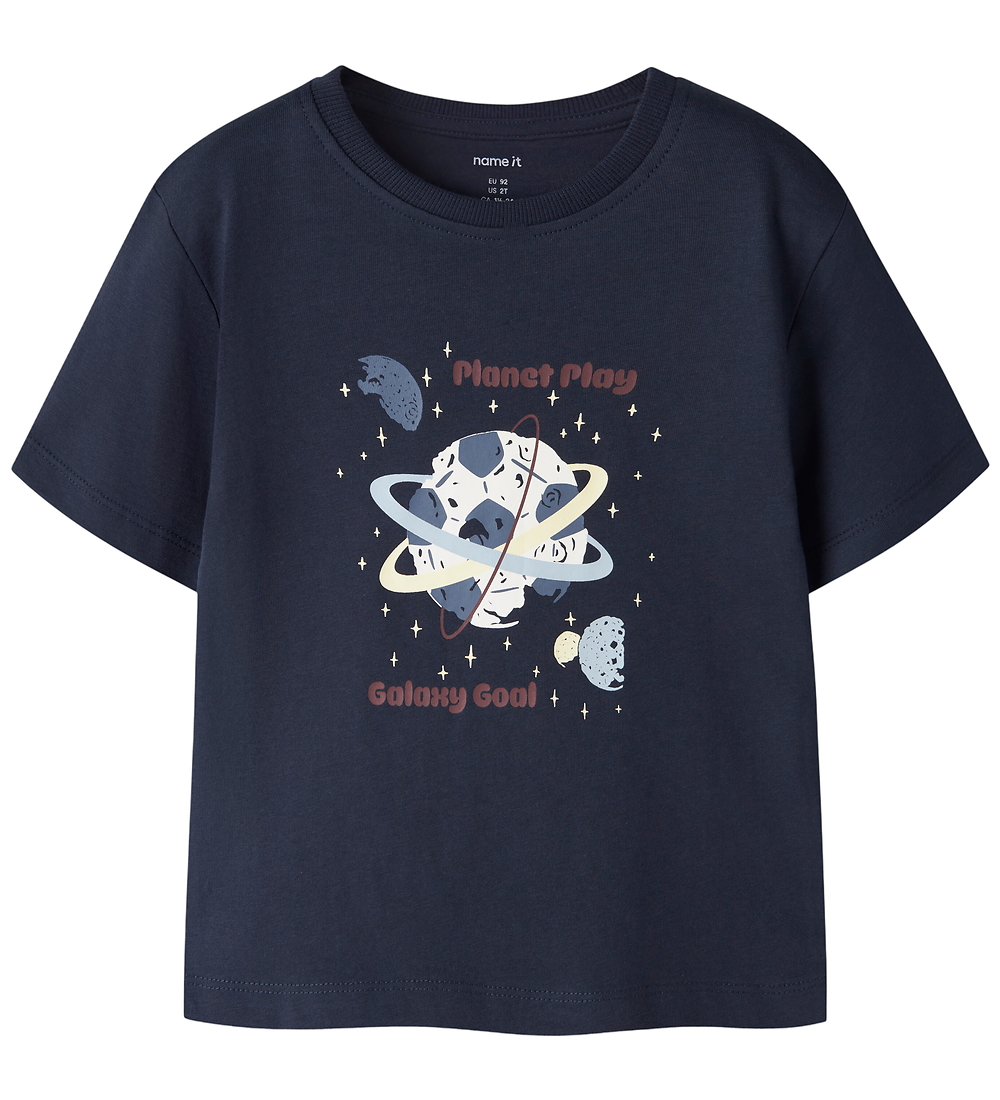 Name It T-Shirt - NmmVictor - Navy Blazer/Fußball Space - Name It - 1 Jahr (80) - T-Shirts von Name It