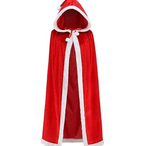 Namzi Red Velvet Santa Cape - Velours Hooded Mantel mit weißem Pelz Trimmen Weihnachtsmann und Mrs Claus Kostüm Robe mit Kapuze - für Erwachsene und Kinder, 150 cm Namzi Red Velvet Santa Cape - Velours Hooded Mantel mit weißem Pelz Trimmen Weihnachtsmann und Mrs Claus Kostüm Robe mit Kapuze - für Erwachsene und Kinder, 150 cm von Namzi