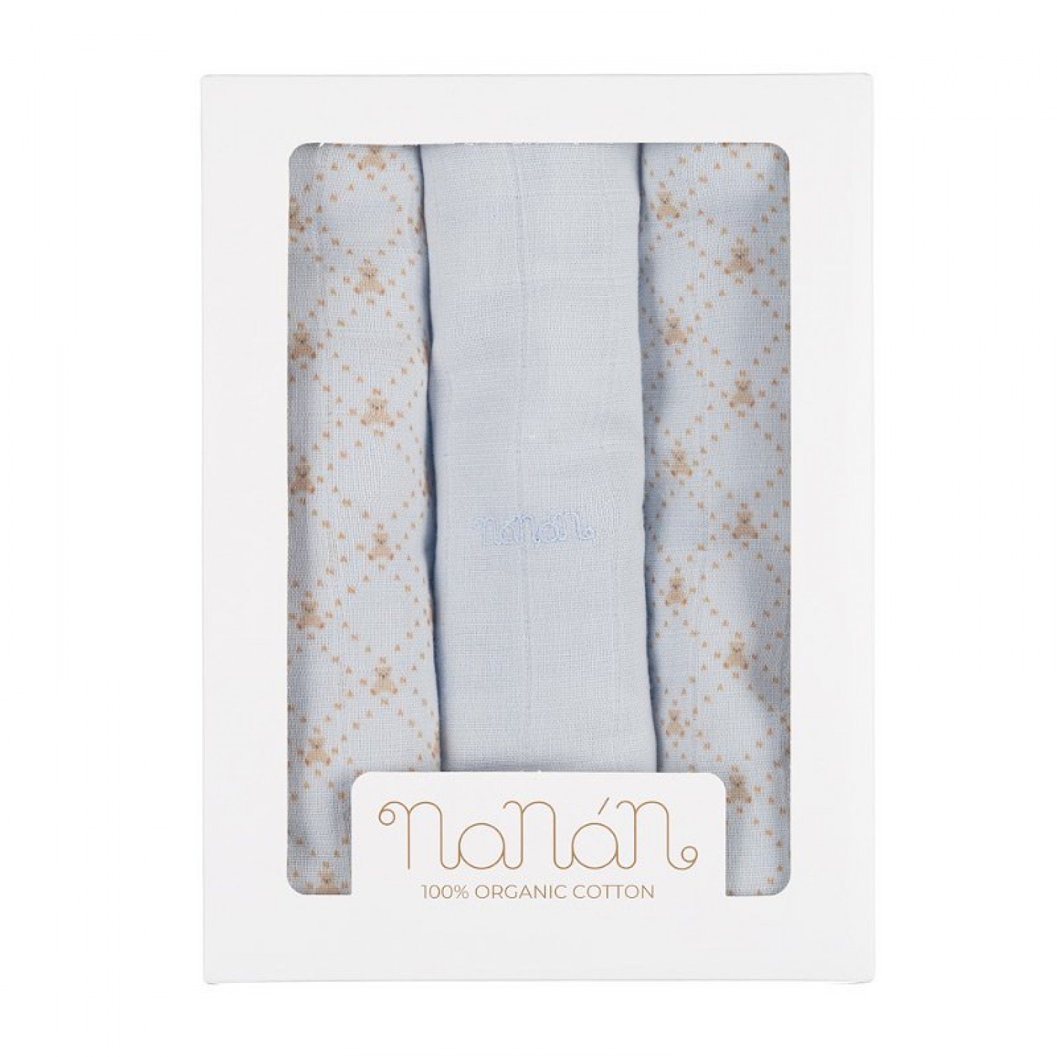 Set 3 pz Mussola Nanan All Over Lettering 80 x 80 cm Azzurro Set 3 pz Mussola Nanan All Over Lettering 80 x 80 cm Azzurro von Nanan