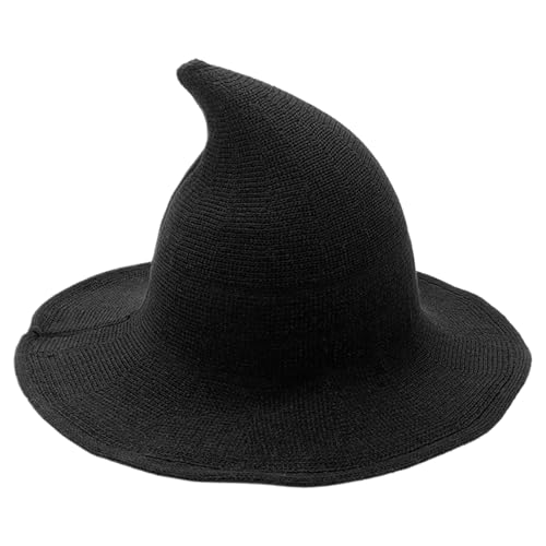 Nankoyal Hexenhut | Halloween Strick Hexenhut Mit Breiter Krempe | Accessoire Für Verkleidung Und Feste Kopfschmuck Für Feiertage Bühnenauftritte Und Fotografie von Nankoyal