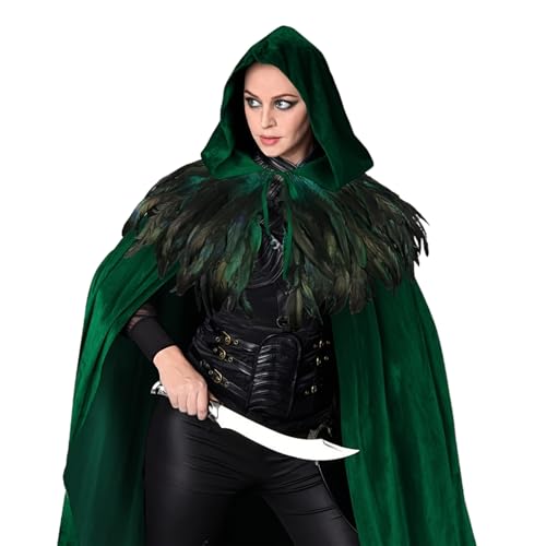 Nankoyal Kapuze Umhang,Karneval Verkleidung Samt Cape Mit Kapuze - Samt Umhang Outfit Accessoire Für Mittelalter Erwachsene Männer Frauen Hexen Partys Events Cosplay von Nankoyal