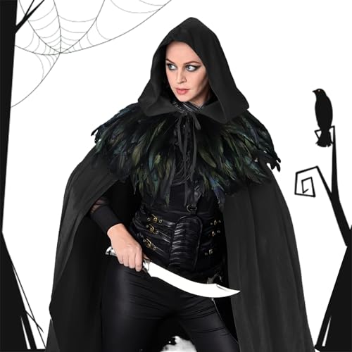 Nankoyal Kapuzenumhang - Renaissance-Kostüm Cape Mit Kapuze | Unisex Gewand Herren Damen Hexenkostüm für Mottopartys von Nankoyal