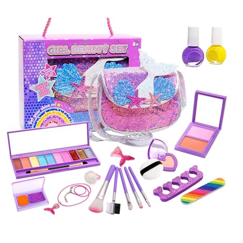 Nankoyal Make-up-Spielzeug, Make-up-Spielzeug, 19x Mädchen-Spiel-Make-up-Set, Waschbares Make-up-Spielzeug, echtes Make-up-Spielzeug für Mädchen zum Geburtstag, Weihnachten, Kinder im Alter von 3 4 5 von Nankoyal