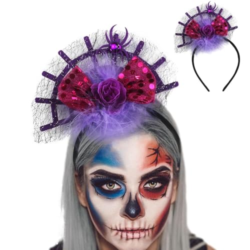 Nankoyal Spinnennetz-Stirnband, Halloween-Spinnennetz-Stirnband,Kreativer Haarreifen-Festival-Kopfschmuck mit Spinne | Kostüm-Kopfbedeckung, Spinnen-Kopfbedeckung für Cosplay, Abschlussball, Party, von Nankoyal