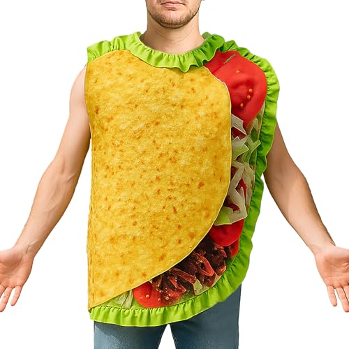 Nanmiyan Burrito Kostüm Erwachsene | Halloween Taco Lebensmittel Rollenspiel Verkleidung Oberteil,Lustige Kostüme Für Damen Herren Verkleiden Bühnenauftritte Fotoshooting Feste Events Karneval von Nanmiyan