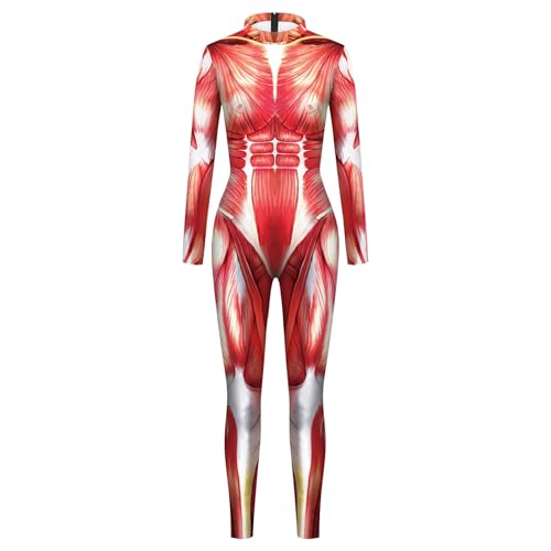 Nanmiyan Halloween Outfits Für Damen,Elastischer Tanzbodysuit Mit Muskelprint Für Damen - Humorvolles Karneval Kostüm für Weihnachtsfeiern und Themenfeste von Nanmiyan